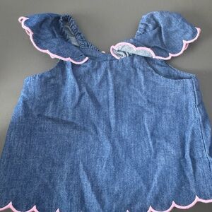 Old Navy Denim Tank with Pink Scallop Edges